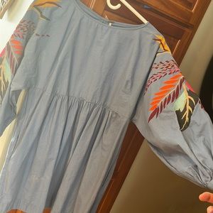 Free People gently used embroidered mini dress size medium